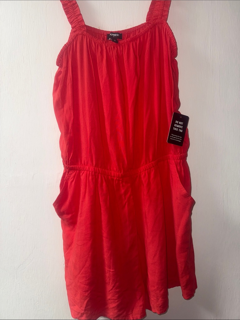 Express Red Ruffled-Strap Summer Romper - Picture 4 of 5